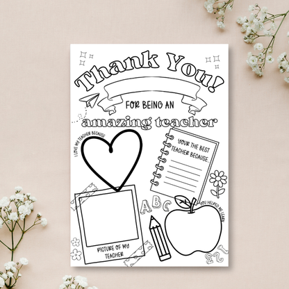Teacher Appreciation Coloring Sheet Printable