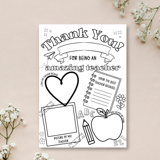Teacher Appreciation Coloring Sheet Printable