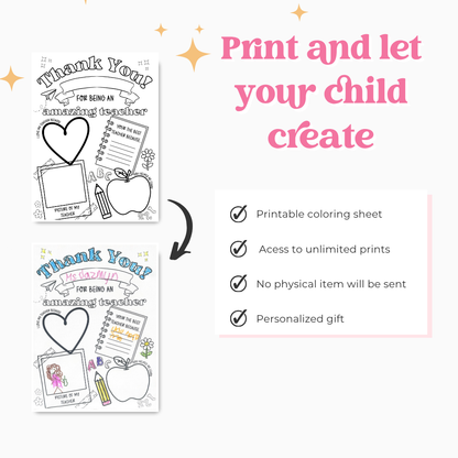 Teacher Appreciation Coloring Sheet Printable